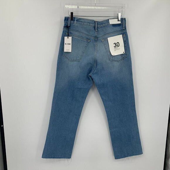 Re/Done 70s Crop boot jeans raw hem high rise bootcut denim medium women new 30 - Picture 7 of 8
